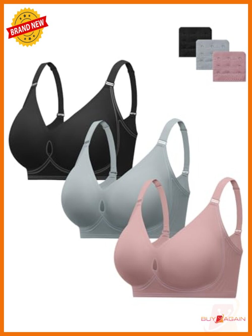 Wireless Jelly Bras For Women 3 Pack Supportive Push Up Bras Seamless Tshirt